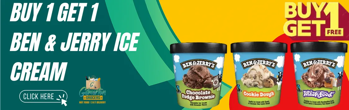 Buy 1 get 1 free Ben & jerry ice cream